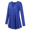 Plus Size Women's V-Neck Long Sleeve T-Shirt - Soft Stretchy Tunic Top with Chest Pleats for Fall/Winter - 2 of 4