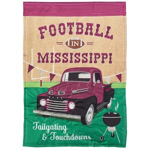 Magnolia Garden Football In Mississippi Maroon 13 x 18 Polyester Outdoor Hanging Garden Flag - 1 of 2