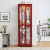 VYNXARIA Lighted Glass Curio Display Cabinet - Elegant Wood Frame, Cherry Finish - 2 of 4