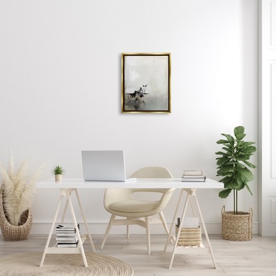 Minimalist Gold Framed Abstract Canvas Painting, 17 x 21