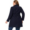 Agnes Orinda Women's Plus Size Work Tie Waist Notched Lapel Long Coat - 4 of 4