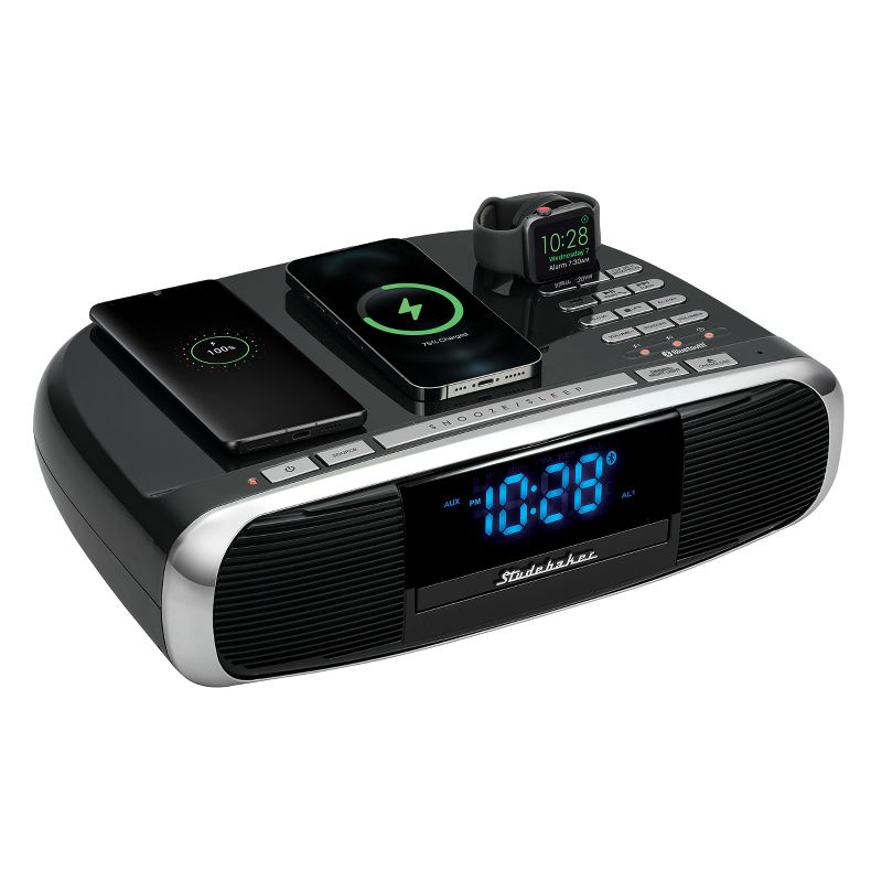 Studebaker SB5050 Workstation Hi-Fi Music System with FM Radio, CD and Qi Wireless Charging Station, 1 of 6