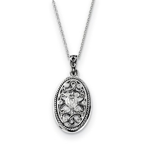Black Bow Jewelry Rhodium Plated Sterling Silver & CZ Because of You Necklace, 18 Inch - 1 of 4