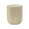 Elegant Hexagonal Archaistic Side Table in Distressed Beige Finish - 4 of 4
