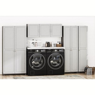 Gray Laminated MDF Freestanding Utility Storage Cabinet with Adjustable Shelving