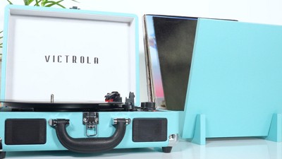 White and Gold Portable Vintage Style Bluetooth Turntable