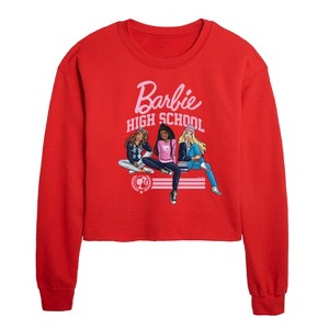 Barbie High School Dolls Cropped Long Sleeve Crew Neck Sweatshirt - Red - X-Large - 1 of 3