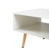 GlasFlength End Table, Modern Rattan Coffee Table with Sliding Door Storage for Living Room, White, 41.34"*21.56"*16.34" - 3 of 4