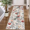 2 x 6 ft Pearl Velvet Black Rectangular Hallway Bathroom Entryway Kitchen Office Foldable Flower Printed Modern Washable Area Rug - 2 of 4