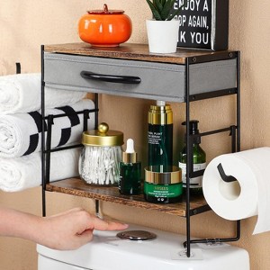 MaseiKar Over The Toilet Storage with Drawer - Rustic Farmhouse 2-Tier Bathroom Organizers and Storage Shelves with Toilet Paper Holder - 1 of 4