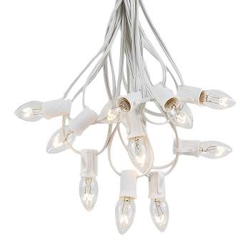 Novelty Lights 25 Feet C7 Christmas String Light Set, Vintage Holiday Hanging Light Set, White Wire