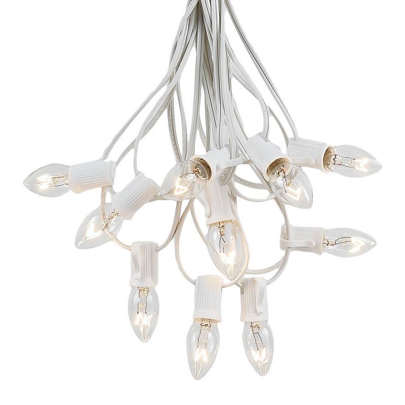 Novelty Lights 25 Feet C7 Christmas String Light Set, Vintage Holiday Hanging Light Set, White Wire, 1 of 6