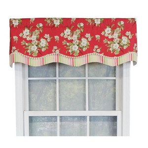 RLF Home Primrose Trimmed Glory 100% Cotton with Fully Lined 3" Rod Pocket Valnance for Windows 50" x 16" Red - 1 of 4