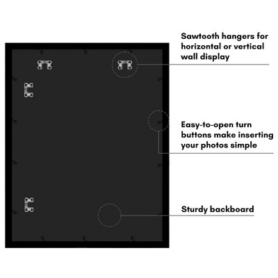 Black 22" x 28" Wooden Picture Frame with Plexiglass Cover