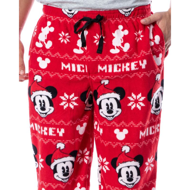 Disney Mickey Mouse Men's Santa Mickey Pajama Sleep Set Shirt Pants and Socks, 3 of 6