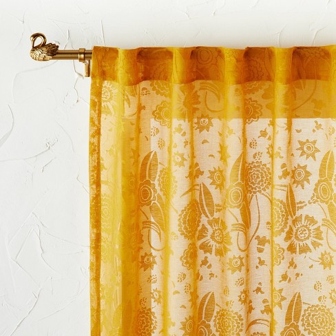 84 X54 Idris Printed Burnout Sheer Curtain Panel Gold Opalhouse Designed With Jungalow Target