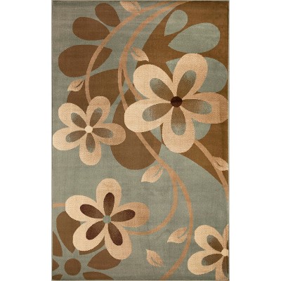 Modern Bohemian Oversized Flower with Vines Power-Loomed Living Room Bedroom Entryway Indoor Area Rug or Runner by Blue Nile Mills