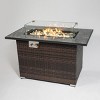 44" Propane Gas Fire Pit Table, 50000 BTU Rectangular Fire Pit, Tile Tabletop with Beautiful Wicker Base for Outside Patio Deck Garden Courtyard-Brown - 2 of 4