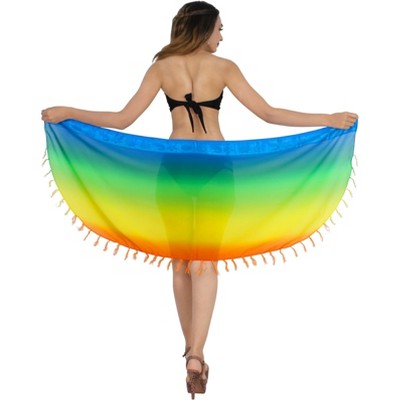LA LEELA Women's Bikini Sarong Cover ups Wraps One Size Red Solid