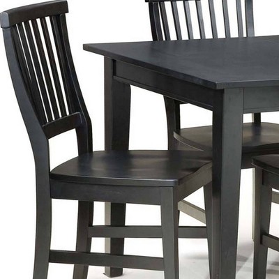 Black Solid Wood 7-Piece Dining Set with Contoured Chairs