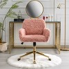 Office Chair Faux Fur Upholstered Adjustable Swivel Chair with Armrests for Home Office or Vanity-3irtyhousy - 2 of 4