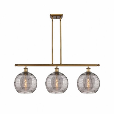 Athens Deco Swirl - 3 Light Stem Hung Island In Industrial Style-12.13 Inches Tall and 36.5 Inches Wide
