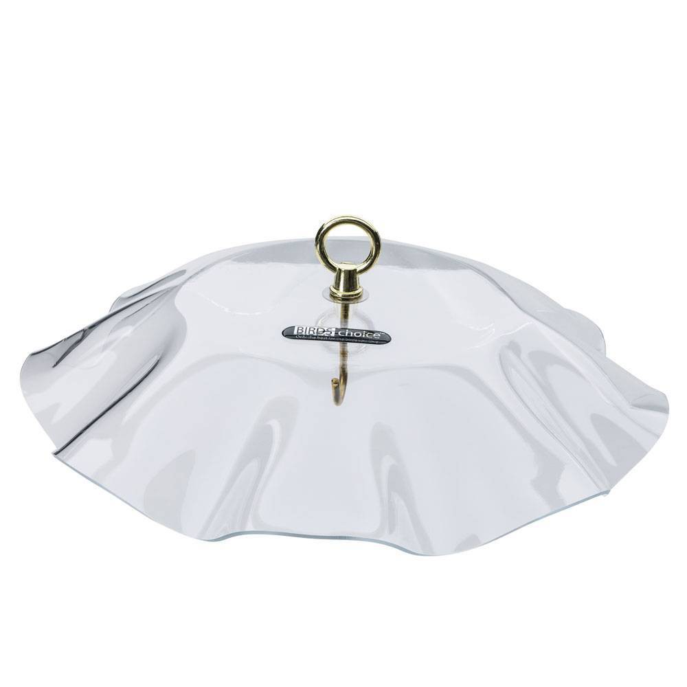 Birds Choice Clear Protective Cover Scalloped Edged Bird Feeder Guard: Acrylic Weather-Resistant Baffle, Hanger Accessory
