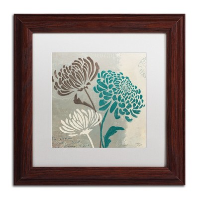 Wellington Studio Chrysanthemums II Brown Framed Canvas Print