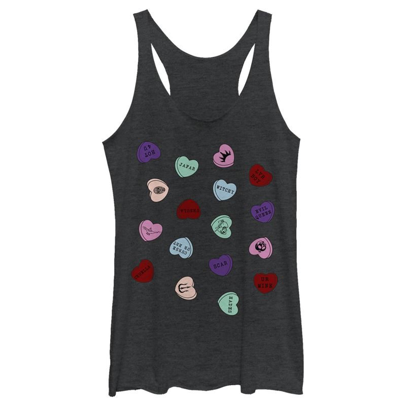 Women's Disney Villains Valentine's Day Candy Hearts Racerback Tank Top, 1 of 5