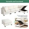 127.6" Upholstered L-Shape Modular Sectional Sofa with Storage Ottoman, 2 Hidden Cup Holders - 4 of 4