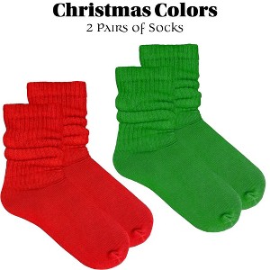 Slouch Socks the Sock Panda (Women's Sizes, Adult Medium) - Midweight - Christmas Colors (2-Pack) - 1 of 4
