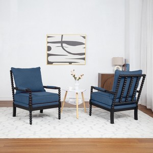 SEYNAR Mid Century Boucle Uplostered Wood Accent Armchair with Cushion Set of 2 - 1 of 4