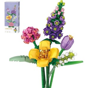 INFURNIC 3D Puzzles Flower Building Set 608 PCS Artificial Flower Bricks DIY Home Decor Gift for Mother's Day, Multicolored, 8.97"*6.63"*3.12" - 1 of 4