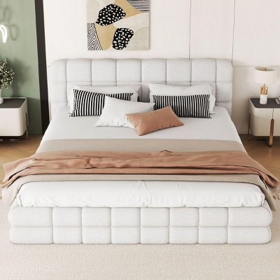 Streamdale Queen Size Upholstered Platform Bed, White