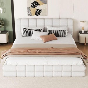 Streamdale Queen Size Upholstered Platform Bed, White - 1 of 4