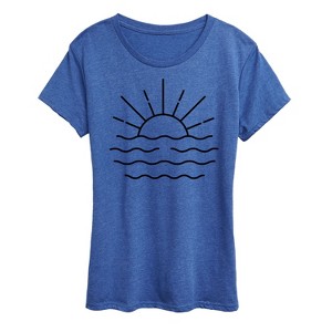 Women's - Instant Message - Ocean Sunset Linework Short Sleeve Graphic T-Shirt - 1 of 4