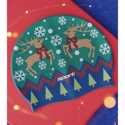 Sporti Limited Edition Granny Sweater Reindeers Silicone Swim Cap