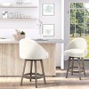 HOMCOM Bar Stools Set of 4, Linen Fabric Kitchen Counter Stools with Nailhead Trim, Rubber Wood Legs and Footrest for Dining Room, Pub, Cream White - 3 of 4