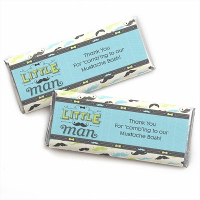 Big Dot of Happiness Dashing Little Man Mustache Party - Candy Bar Wrappers Baby Shower or Birthday Party Favors - Set of 24