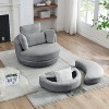 Estelle 39" Wide Oversized 360° Swivel Barrel Chair Teddy Fabric Upholstered And 4 Pillows Moon Storage Ottoman Armchair-Maison Boucle - 3 of 4