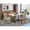 HomeStock 5-Pc Rectangle Distressed Jacobean Finish Solid Wood Top Dining Table with 4-Upholstered Chairs - 2 of 4