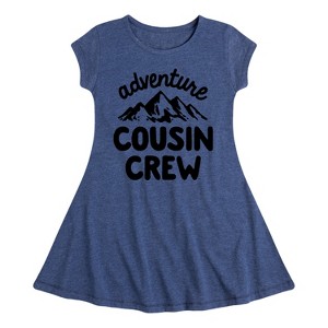 Girls' - Instant Message - Adventure Cousin Crew Fit & Flair Cap Sleeve Graphic Dress - 1 of 4