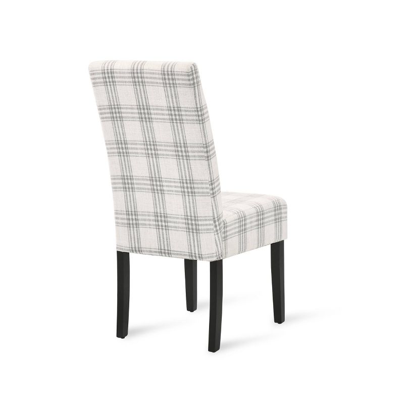 2pk Pertica Contemporary Upholstered Plaid Dining Chairs Gray/Light Beige/Espresso - Christopher Knight Home, 5 of 13