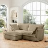 Slipcovered Sectional Sofa, 2 Seater Sofa with Removable Cover, Sofa with Convertible Ottoman, Corduroy Fabric Sectional Sofas-Cuddlewood - 2 of 4