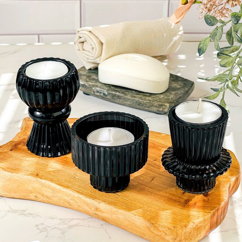 Kate Aspen Dual Sided Ribbed Candlestick/Tealight Holders- Set of 6, 4 of 12