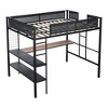 NicBex Full Size Loft Bed with Desk & Shelves,Heavy Duty Metal Bunk Bed with Textilene Rails & Noise-Free Slats,Loft Bed for Kids,Teens,Black - 2 of 4