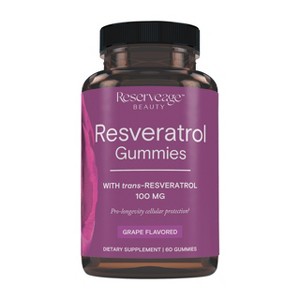 Reserveage Beauty, Resveratrol Gummies 100 mg, Vegan, 60 Gummies - 1 of 4