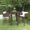 vidaXL Patio Bar Set - Weather-Resistant Poly Rattan in Brown with Cream White Cushions - Includes Bar Table and 4 Stools - 2 of 4