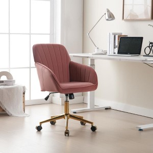 Modern Home Office Desk Chair, Armless Cross Legged Office Desk Chair, Fabric Padded Modern Swivel Height Adjustable for Home Office-The Pop Home - 1 of 4