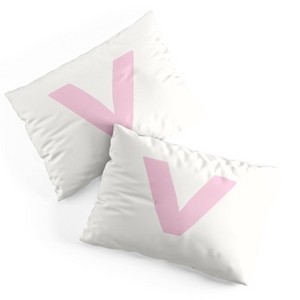 Deny Designs Standard April Lane Art Block Pink Monogram V Microfiber Printed Pillow Sham - 1 of 3